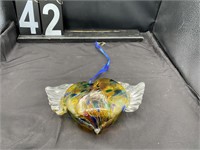 Handblown Glass Heart With Wings
