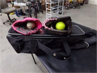 Sports bag with gloves and balls