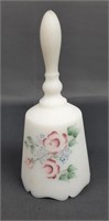 Signed Vintage Fenton White Floral Print Bell