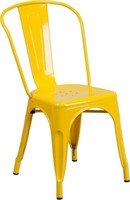 2 Commercial Grade Yellow Metal Stackable Chairs