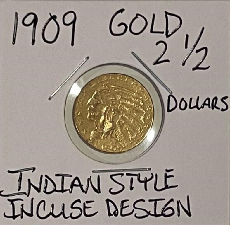 US 1909 $2.50 Gold Piece - Indian incuse style