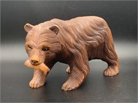 Large wood carving of a bear, imported, 5.5" tall