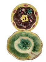 2 Majolica Shallow Bowls