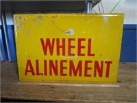 ORIGINAL OLD SHELL OIL WHEEL ALINEMENT METAL SIGN