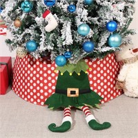 Lewondr Christmas Tree Collar, 30 Inch 3D Elf Feet