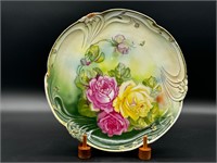 11" Vintage Bavarian embossed w/roses plate