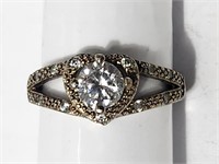 Cubic Zirconia On Sterling Silver Ring VTG