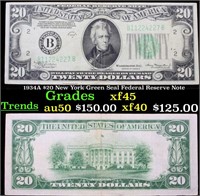 1934A $20 New York Green Seal Federal Reserve Note