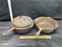 2 cast iron pans