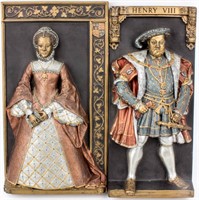 Vintage Chalkware Henry VIII and Elizabeth