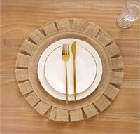 Wellco 15 in. x 15 in. Round Burlap placemat