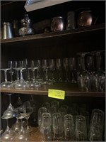 contents of glass shelves