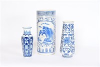 Blue Willow Style Vases