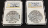 (2) 2012 SILVER AMERICAN EAGLES WEST POINT MINT