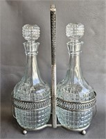 Vintage Liquor Decanter Set w/Rack