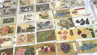 Antique embossed floral and child photo postcards