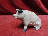 Cast iron painted pig bank.
