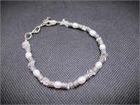 Sterling Silver Pearl & Crystal Bracelet