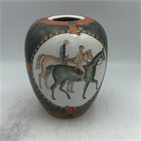 HAND PAINTED EQUESTRIAN VASE