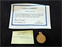 14k Gold Pendant with 5 Ruble Gold Coin