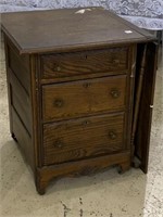 Unusual Antique Sewing Cabinet w/ Fold Out