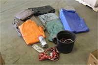 Assorted Tarps & Bungee Cords, Various Sizes