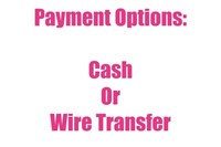 PAYMENT OPTIONS: CASH OR WIRE TRANSFER