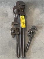 3pc VINTAGE PIPE WRENCHES