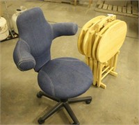 (4) TV Trays & Denim Office Chair
