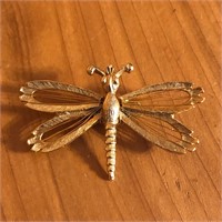 Gold Tone Dragonfly Brooch Pin