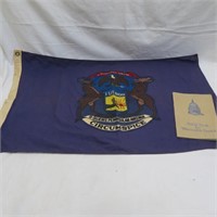Antique State of MI Flag w/Coat of Arms Seal &