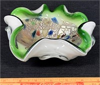 COLORFUL VINTAGE MURANO GLASS HAND BLOWN DISH