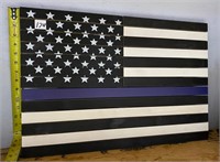 16x24 Wooden American Flag Hanging Art (Police)