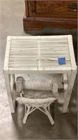 Wicker doll chair and table
