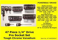 NEW POWERBUILT 47PC 1/4" DRIVE PRO SOCKET SET