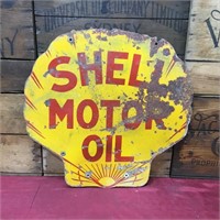 Shell Motor Oil Clam Double Sided Enamel Sign
