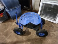 Rolling garden cart with swivel seat 34x15x24