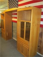 Pair of Wood Lighted Display & Media Cabinets