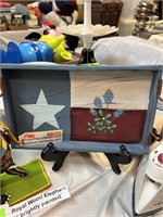 Wood Texas Flag w/Bluebonnets Tray 10.5”