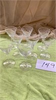 8 vintage Libby Windswept liqueur glasses