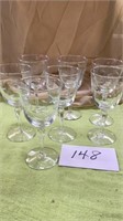 7 Vintage Libby Windswept water goblets stemware