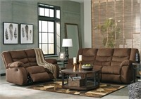 Ashley Tulen Chocolate Reclining Sofa & Love Seat