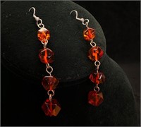 Sterling Amber Dangle Earrings