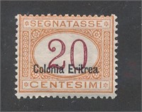 ERITREA #J3a MINT AVE-FINE NH