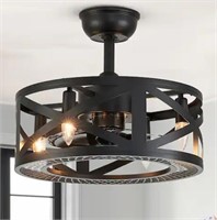 17 IN INDOOR BLACK CEILING FAN FARMHOUSE CAGED