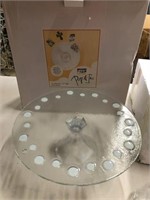 Glass fusion pop ins 13 inch cake stand
