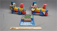 Vintage Train Toys and Electronic Baseball Game