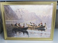 Large Print On Canvas, Rowing Scene