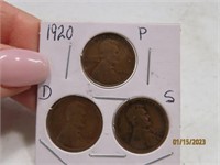 1920d/p/s 3coin Penny Sleeve Coin Set