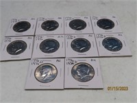 (10) BiCentennial 1976 Kennedy Half Dollars AU